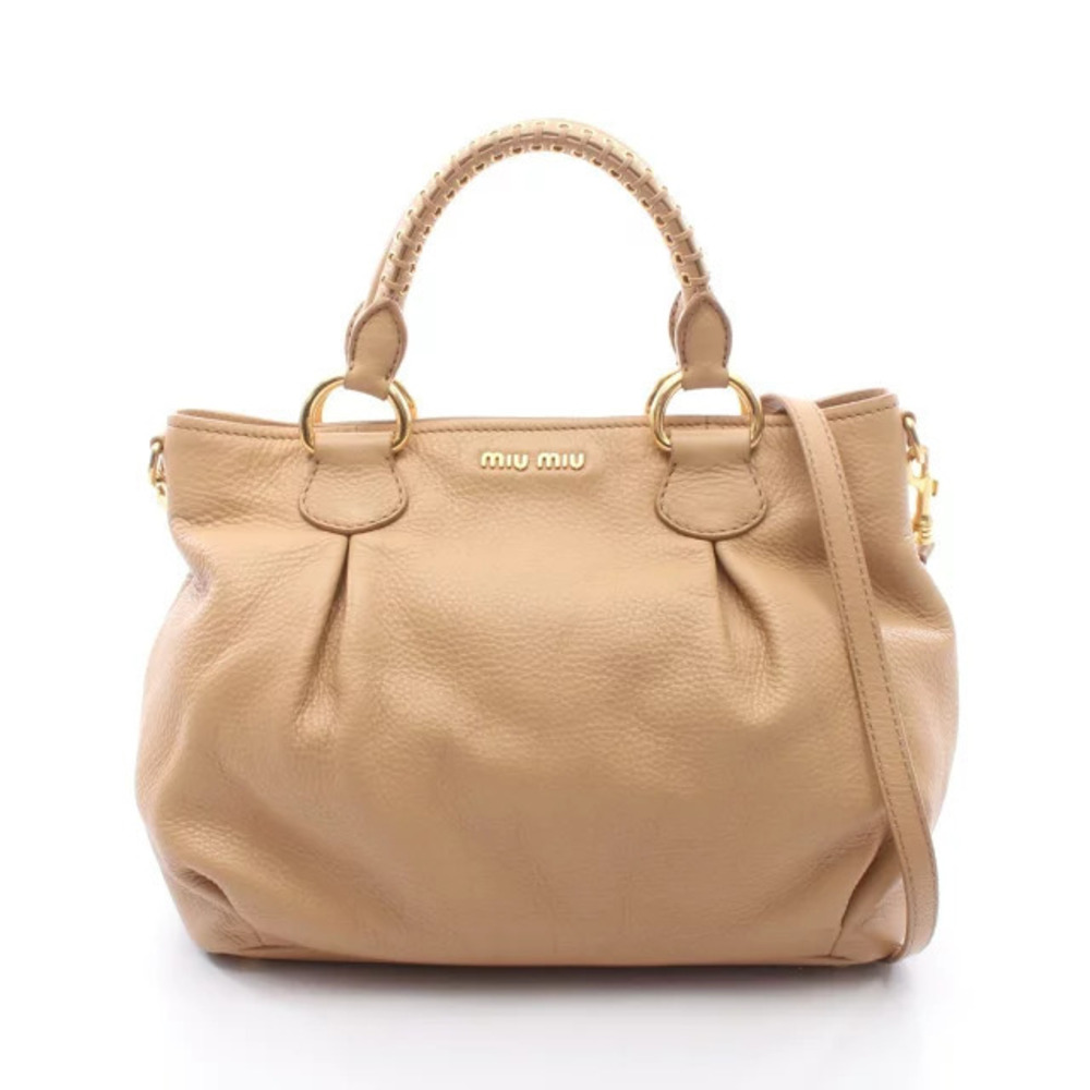 Miu Miu Tote Bag Leather Beige Cream